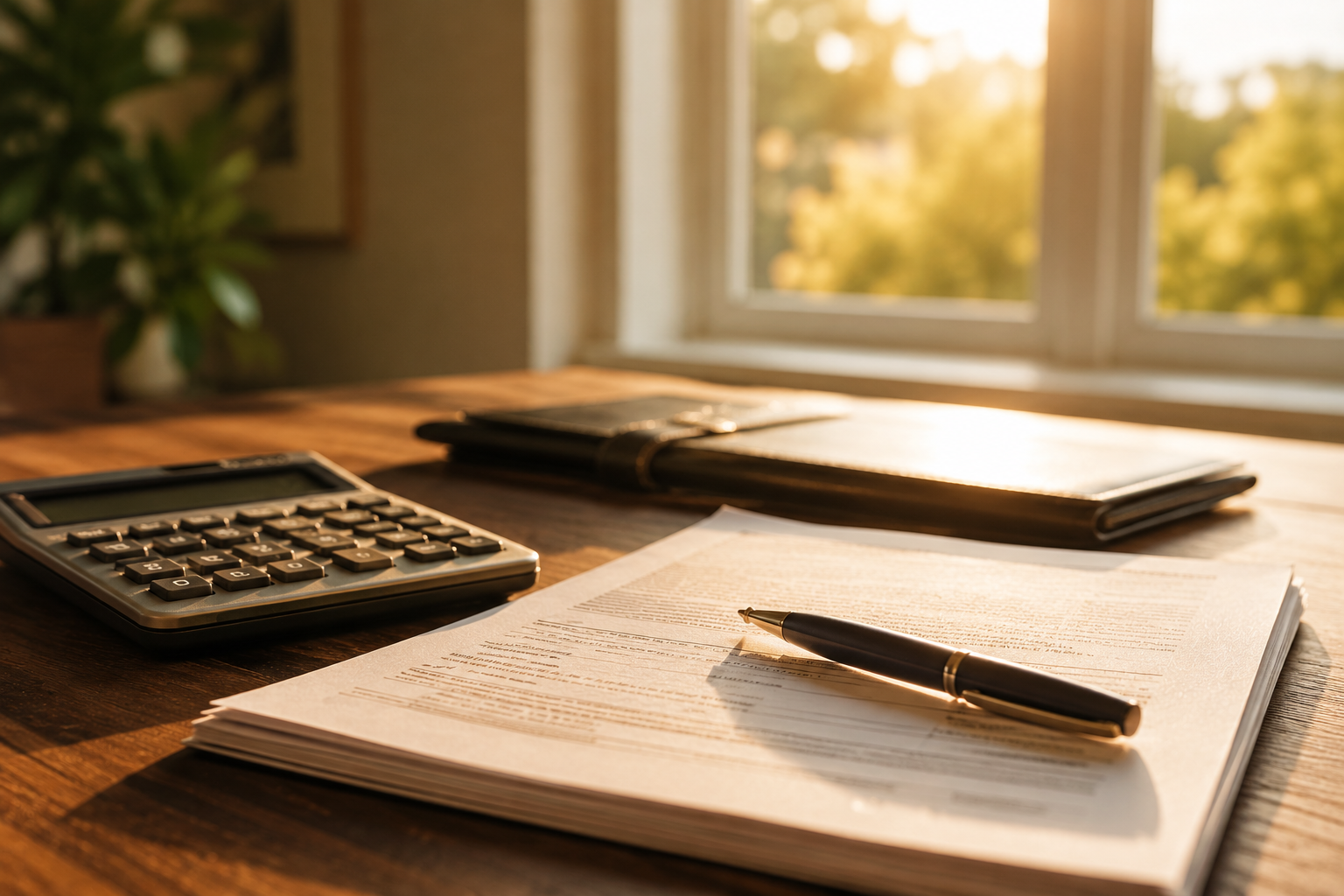 Closing documents and calculator representing Georgia real estate transfer tax on an Alpharetta home sale