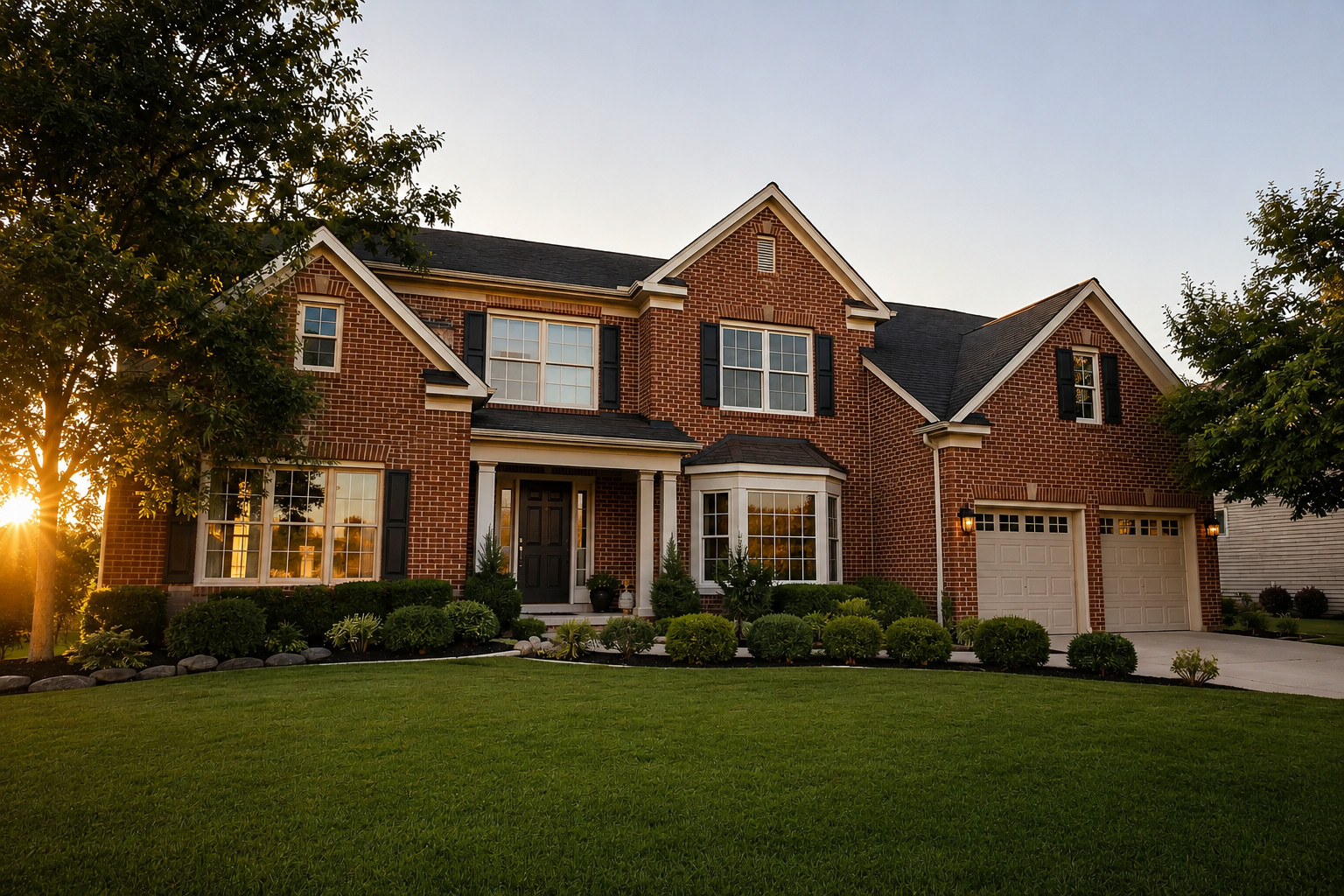 Brick single-family home in Alpharetta Georgia with for sale sign in front yard