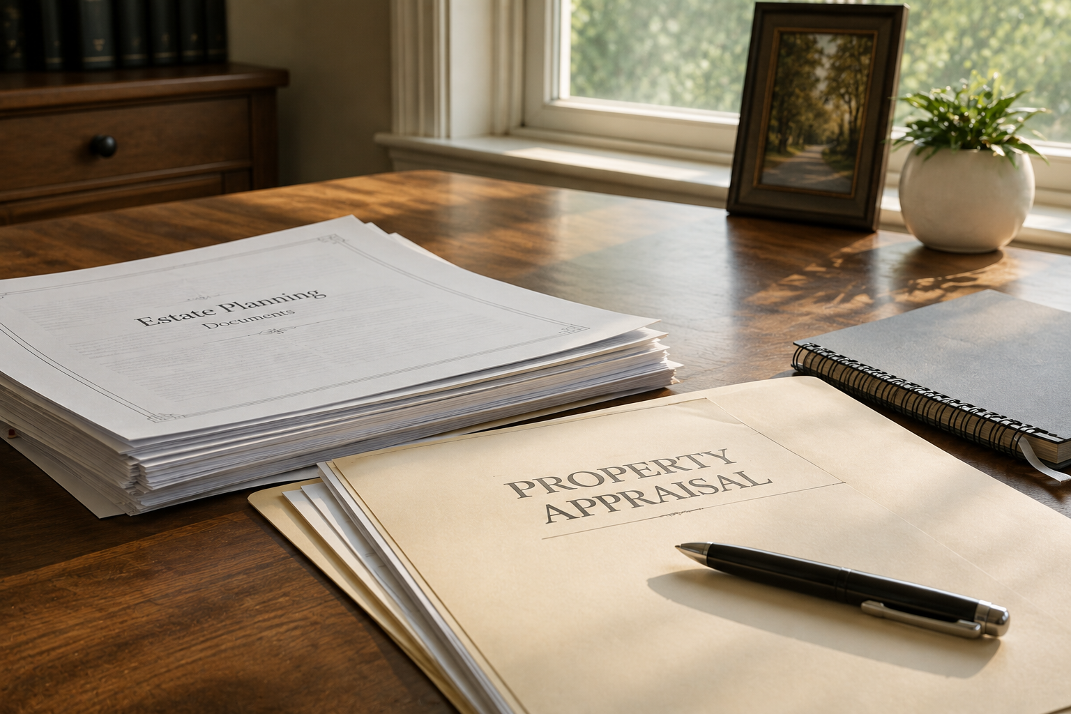 Fulton County Probate Court document filing desk with Georgia estate paperwork
