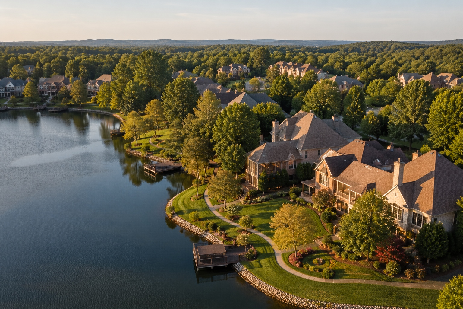 Aerial view of Windward neighborhood homes near Lake Windward in Alpharetta GA