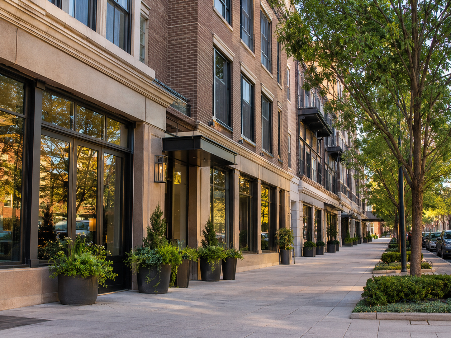 Downtown Alpharetta GA mixed-use streetscape near Avalon